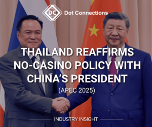 Close-up handshake at APEC 2025 as Thailand no-casino policy 2025 is reconfirmed by PM Anutin and acknowledged by China’s President Xi.
